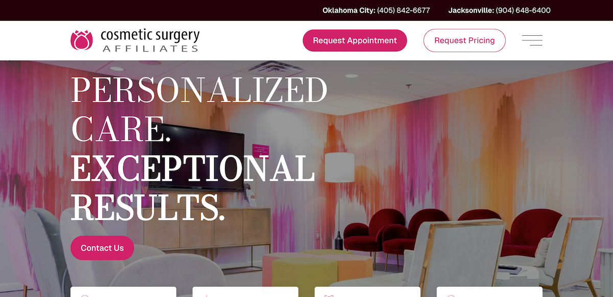 Screenshot of Cosmetic Surgery Affiliates
