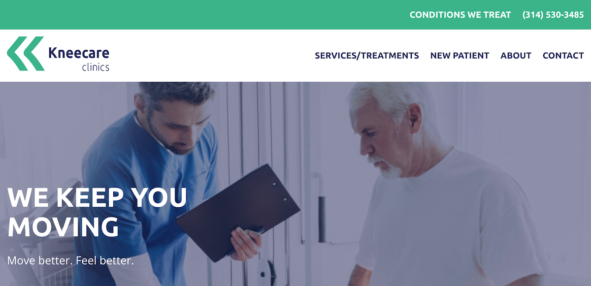 Screenshot of Knee Care Clinics